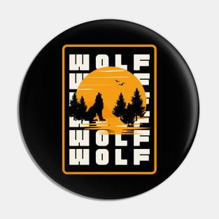 Cool Wolf and sunset Pin