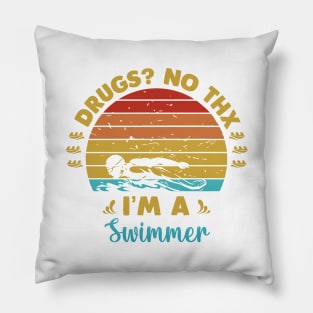 Drugs No thanks Im a swimmer Pillow