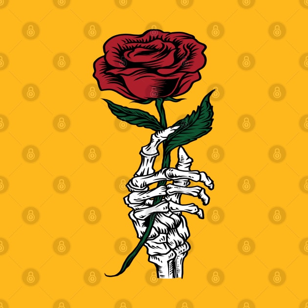 Halloween Skeleton Hand Holding A Red Flower by RickandMorty