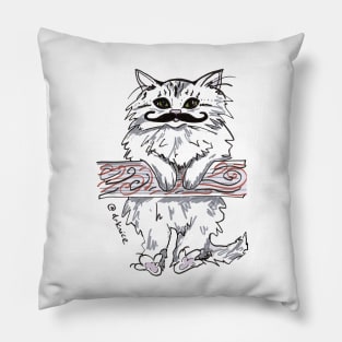 Cat with Mustache Pillow