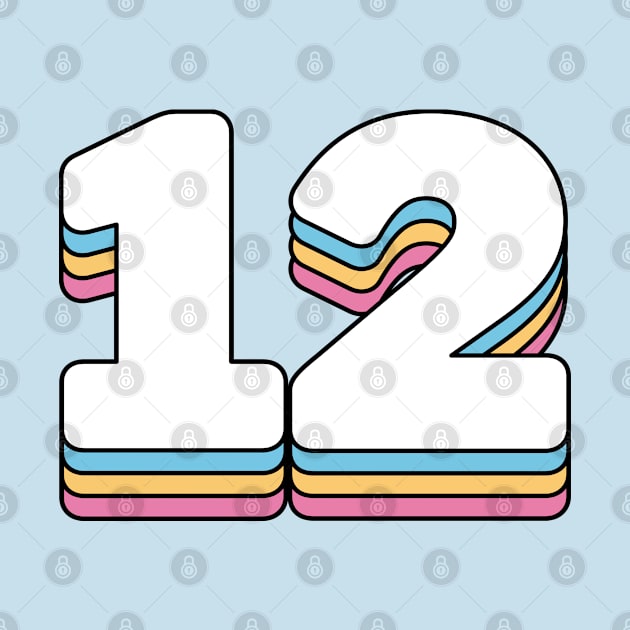 12 Number Twelve Rainbow Birthday Anniversary Year by RetroDesign