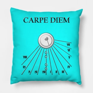 Sun Dial - Carpe Diem, Seize The Day, Time Is Short. Pillow