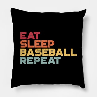 Eat Sleep Baseball Repeat Funny Vintage Retro (Sunset) Pillow