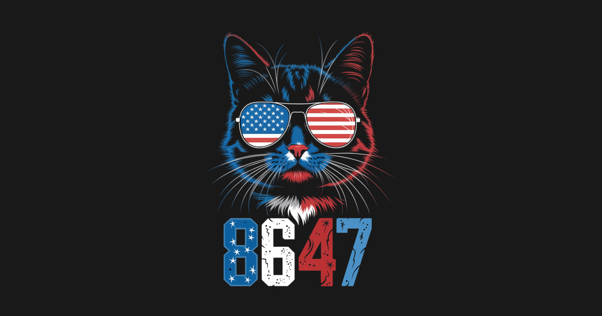 8647 Cat Lovers USA America Flag - 8647 - T-Shirt | TeePublic