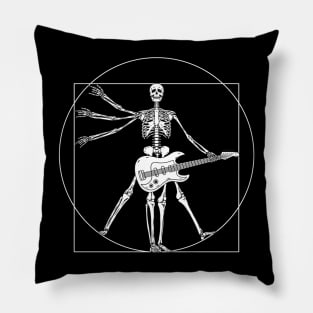 Skeleton Playing Guitar Design for Guitarist Gift and Guitar Player Present Pillow