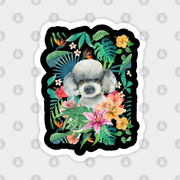 Tropical Gray Silver Toy Poodle 1 Magnet by LulululuPainting