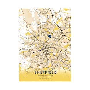 Sheffield - United Kingdom Yellow City Map T-Shirt