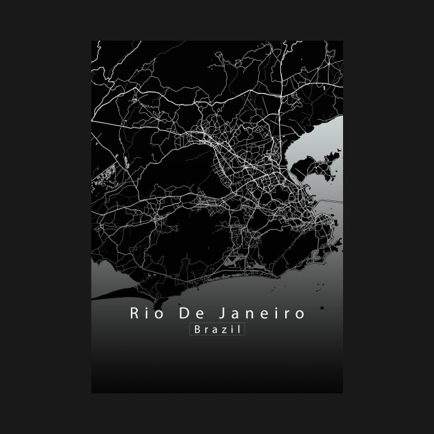 Rio de Janeiro Brazil City Map dark by Robin-Niemczyk