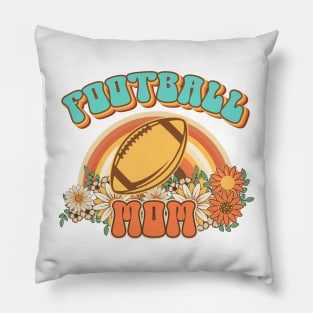 Groovy Football mom Retro gift for funny mother Vintage floral pattern Pillow