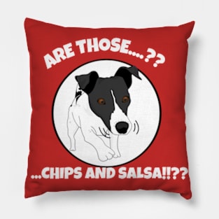 Are those chips and salsa? Funny dog Pillow