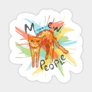 M... Ew people! Funny cat. Watercolour print. Funny introvert. Pet art. Accent. Leave me alone cat Magnet