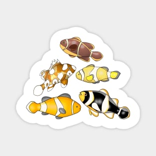 Group of colorful Clownfish cartoon Magnet