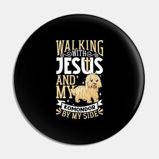 Jesus and dog - Komondor Pin