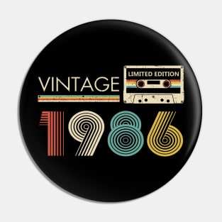 37th Birthday Vintage 1986 Limited Edition Cassette Tape Pin