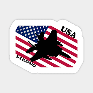 USA Strong - F-18 Silhouette with American Flag Magnet