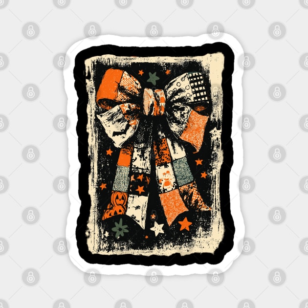 Distressed Vintage Halloween Bow with Stars Retro Spooky Gothic Magnet by JessArty