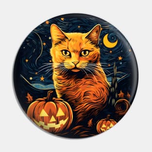 Starry Night Halloween Cat Pin