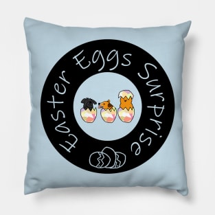 Funny Easter Eggs Surprise with Puppies Pillow