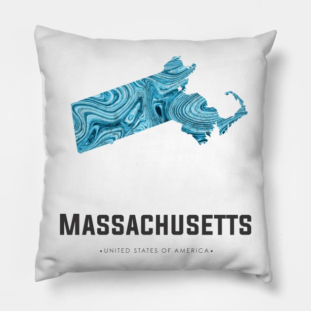 Massachusetts state map abstract blue Pillow by StudioGrafiikka