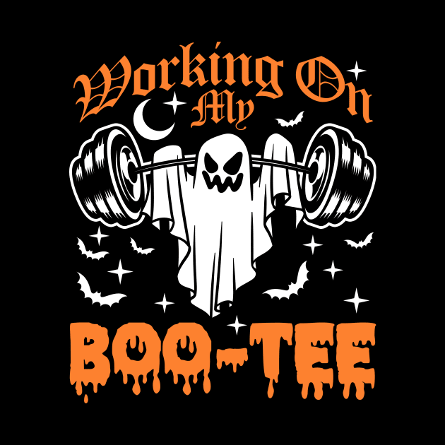 Working On My Boo Tee Gymrat Ghost Gym Halloween by artbooming