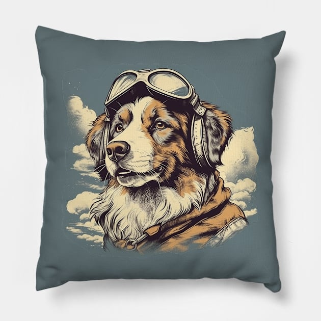 Aviator dog Pillow by GreenMary Design