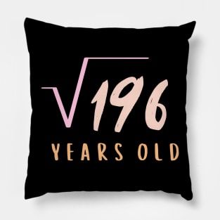 square root 196 years old Pillow