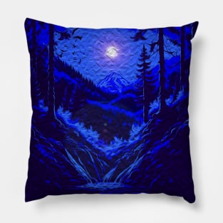 A Calm Blue Pond With Trees Pillow