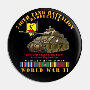 740th Tank Battalion - Daredevils w Tank WWII  EU SVC Pin