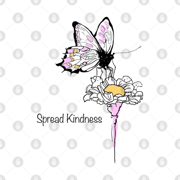 Butterfly on flower Spread Kindness t-shirt for kids and adults by Peaceful Pigments