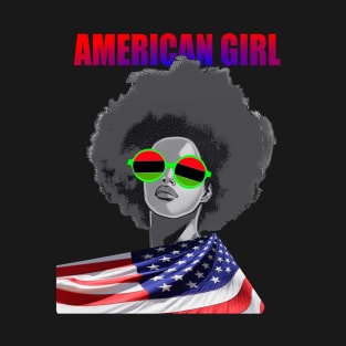 PATRIOTIC AMERICAN FLAG INDEPENDENCE DAY BLACK GIRL JUNETEENTH T-Shirt