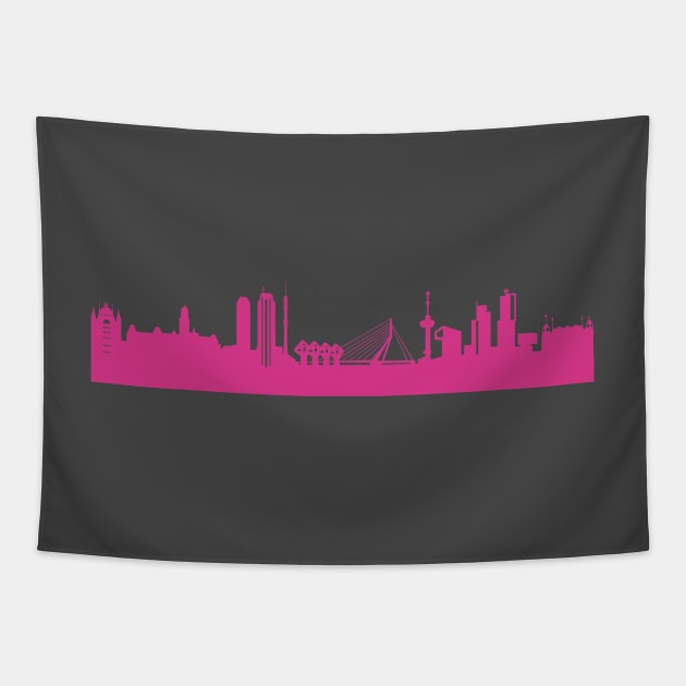 Rotterdam skyline pink Tapestry by 44spaces