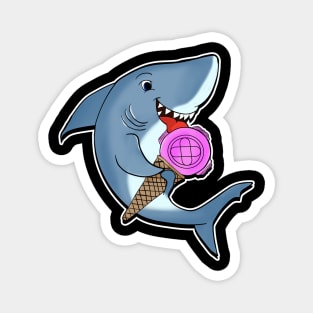 Adorable Shark Licking Ice Cream Cute Shark Lovers Magnet