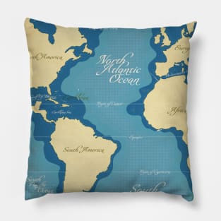 Vintage Nautical Map Pillow