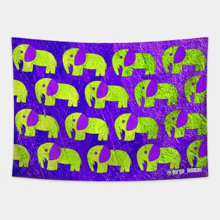 Green purple elephant ecopop Tapestry