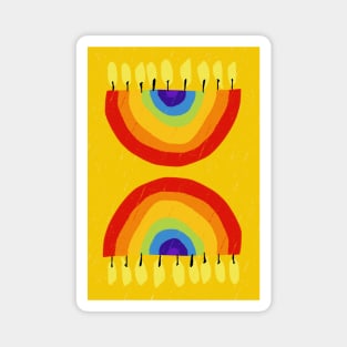 Rainbow Chanukiah Yellow Print Magnet