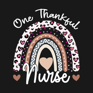 one thankful nurse rainbow leopard heart T-Shirt