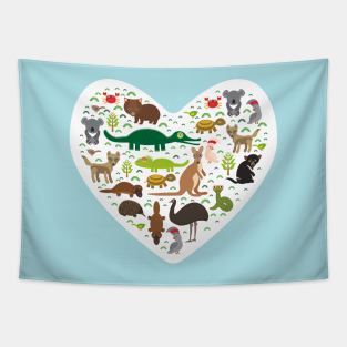 Australian Animals Heart Tapestry