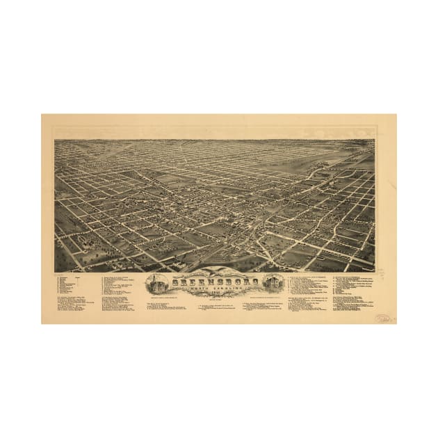 Vintage Pictorial Map of Greensboro NC (1891) by Bravuramedia