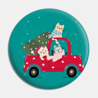 cat with christmas tree Pin