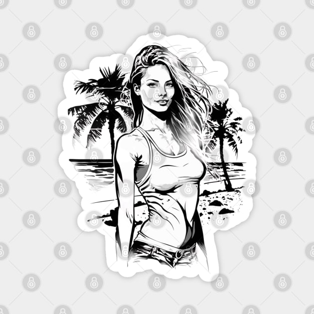 Beach Girl - Original Artwork Magnet by Labidabop