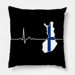 Finland Suomi Heartbeat Flag Pillow