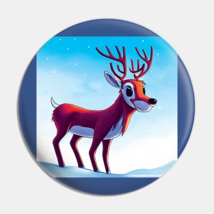 Cute Cartoon Reindeer in the Snow Pin