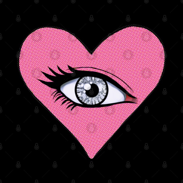 Glitter Eye In Pink Love Heart by ROLLIE MC SCROLLIE