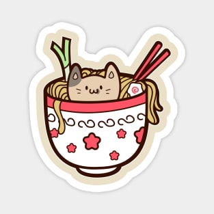 kawaii cat in ramen bowl Magnet