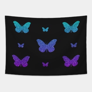 Purple Teal Ombre Faux Glitter Butterflies Tapestry