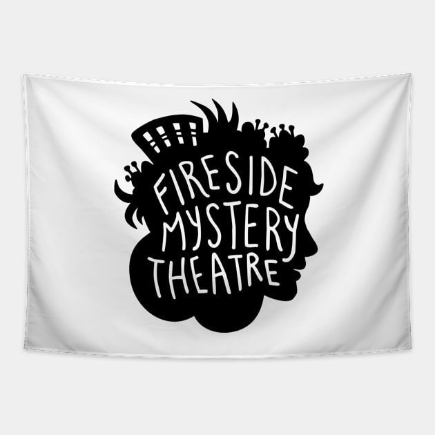 Small Black FMT Logo Tapestry by Fireside Mystery Theatre