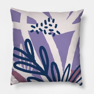 Abstract lilac blush pink and navy botanical print Pillow