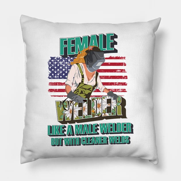 Welder girl funny quote woman metal worker gift  Female welder humor Pillow by HomeCoquette