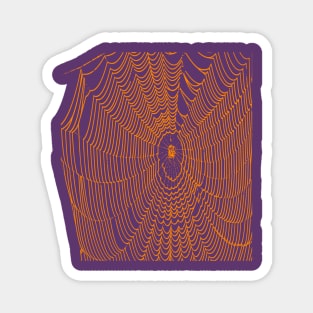 Artistic Halloween Spider Web Cobweb Doodle In Orange Magnet