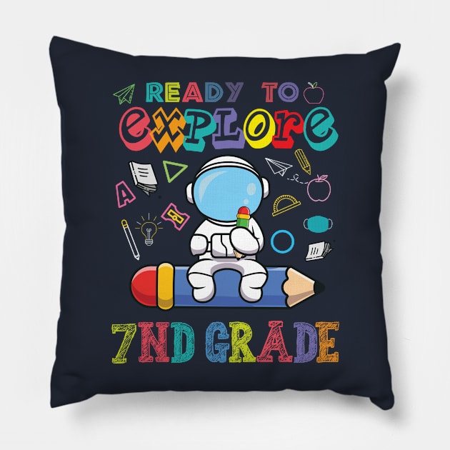 Ready to Explore 7nd Grade Astronaut Back to School Pillow by Gaming champion